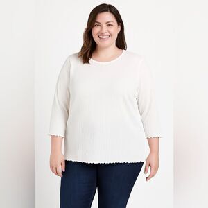 Anthony Richards White Crinkle Textured 3/4 Sleeve Boho Tunic Top Fits XL–XXL